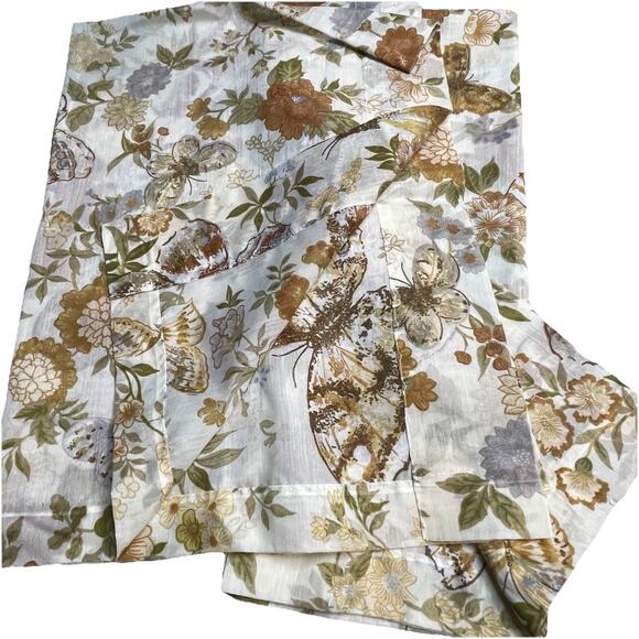 Vintage Handmade Butterfly Floral Curtains Set 1 Long Panel 4 Small Panels Boho - Picture 9 of 11